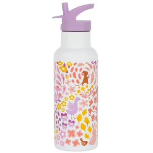XL RVS drinkfles: Bloementuin