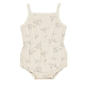 Waffle cinch romper | Blue Ditsy | Quincy Mae