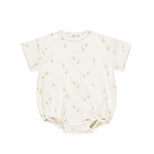 Relaxed Short Sleeve Bubble Romper | Lemons | Quincy Mae