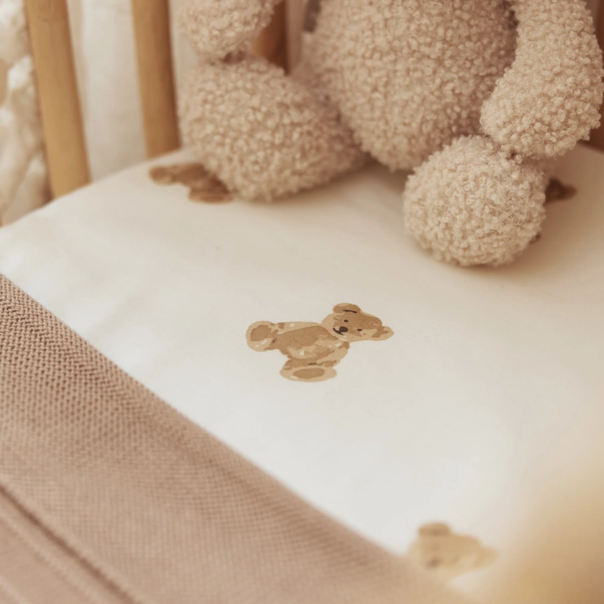 Jollein Hoeslaken Jersey Wieg 40/50x80/90cm | Teddy Bear - Afbeelding 3