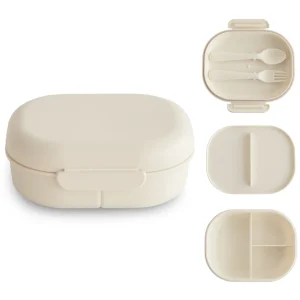 Mushie Lunchbox Met Vakjes & Bestek | Ivory