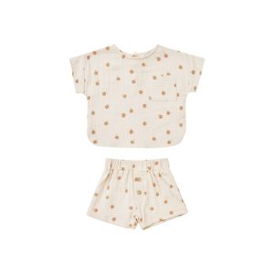 Woven boxy top + Short set | Oranges | Quincy Mae